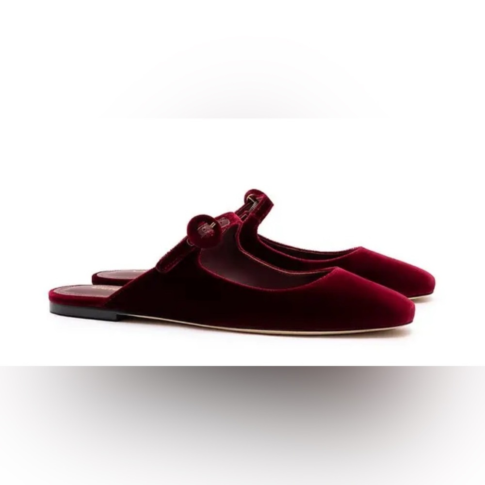 Larroudé Blair Mule Ballet Flat In Wine Velvet - Picture 8 of 11
